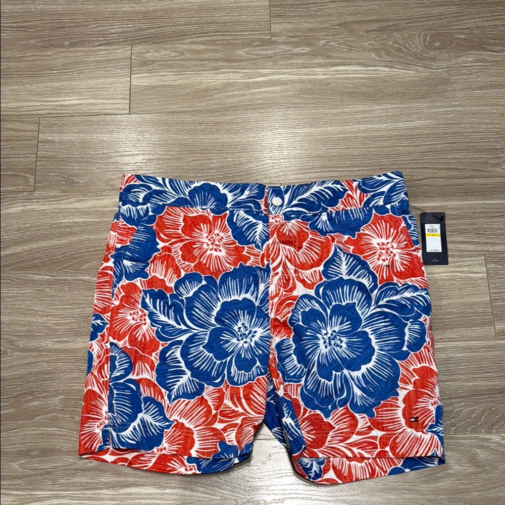 Tommy Hilfiger Floral Red and Blue Men's Swimsuit NWT-Medium